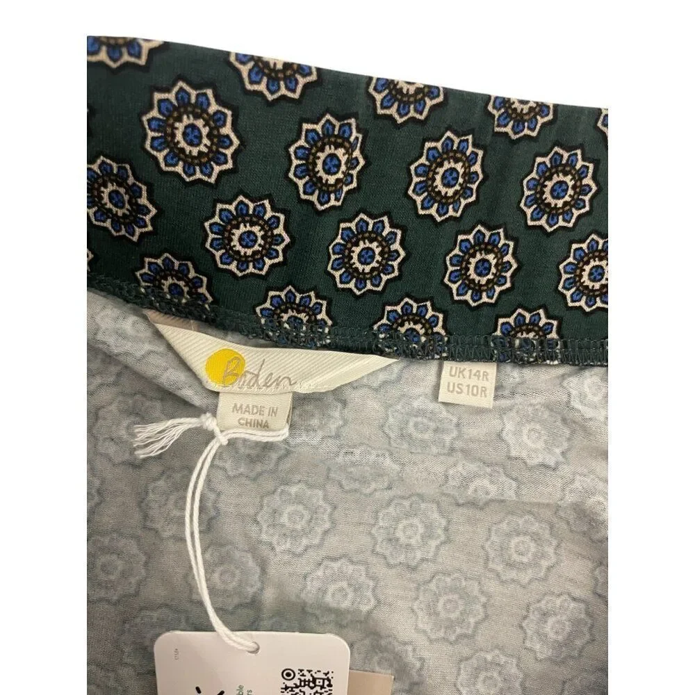 Boden Womens Mini wrap Skirt UK 14 US 10 Green Floral Jersey Pull On R0281 NWT